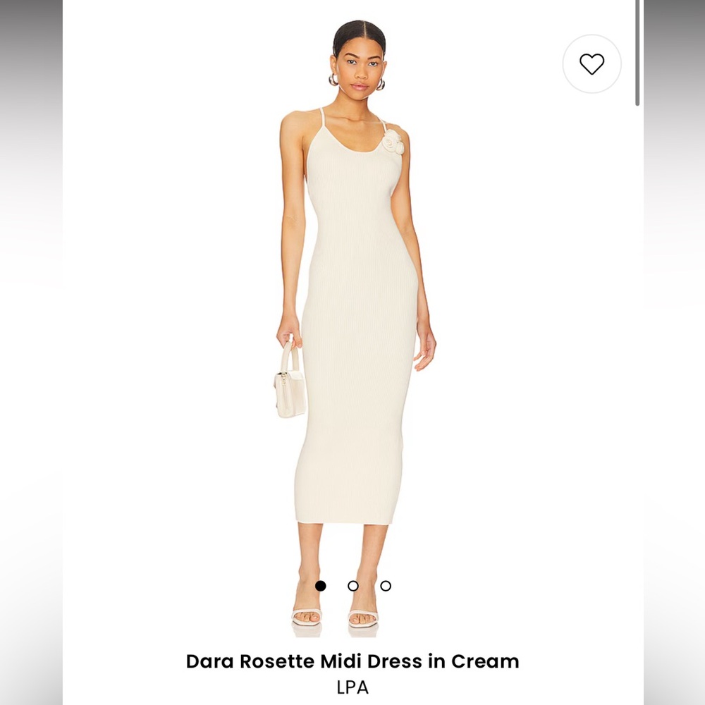 Revolve Cream Rosette Midi Dress Size L Wedding Guest Bridal Shower Date Night